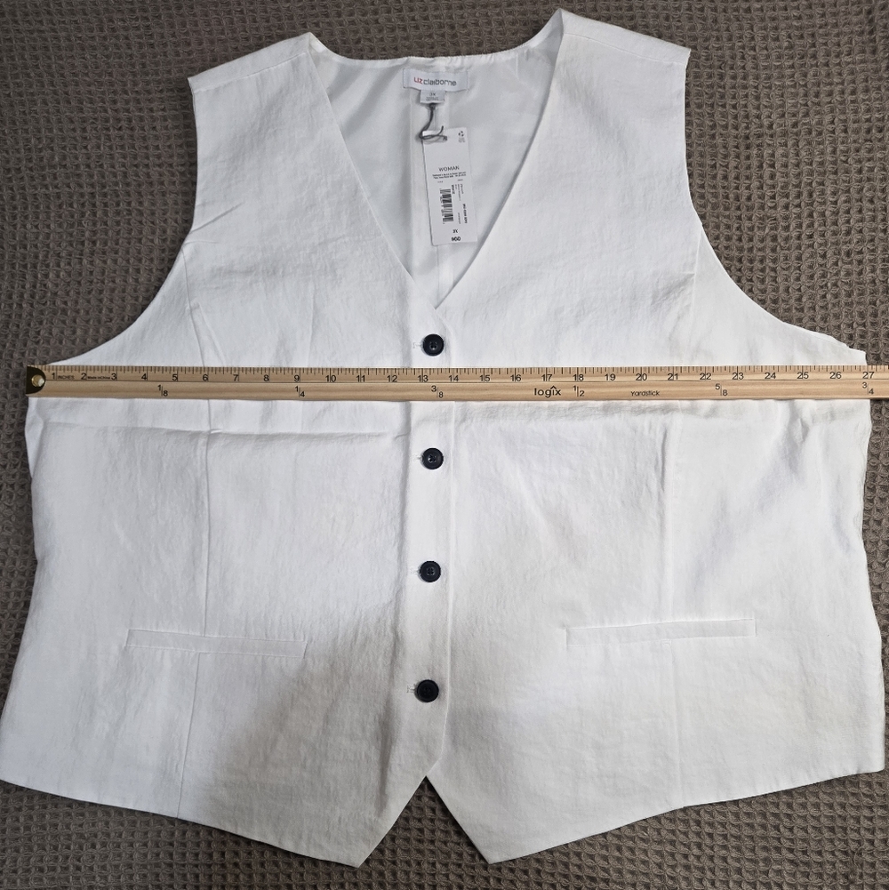 Women's Liz Claiborne White Vest Size 3X #28 - Picture 4 of 7